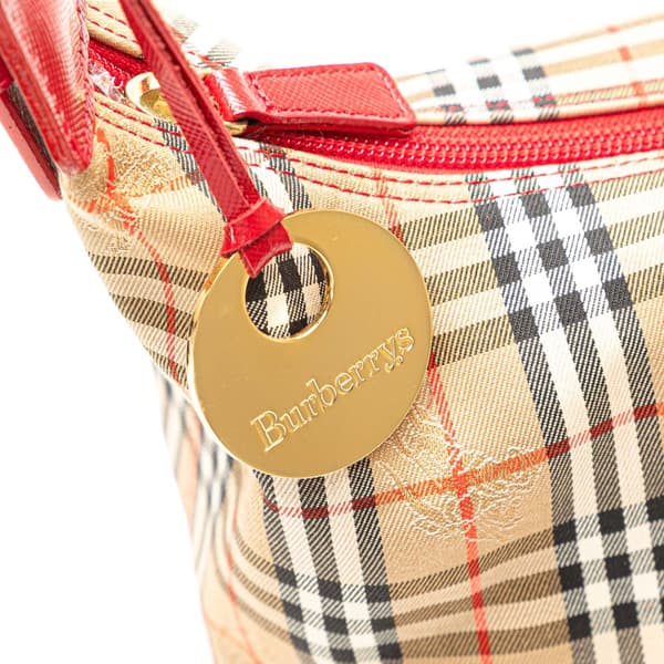 Pre-owned Burberry Haymarket Check Canvas Shoulder Bag Brown