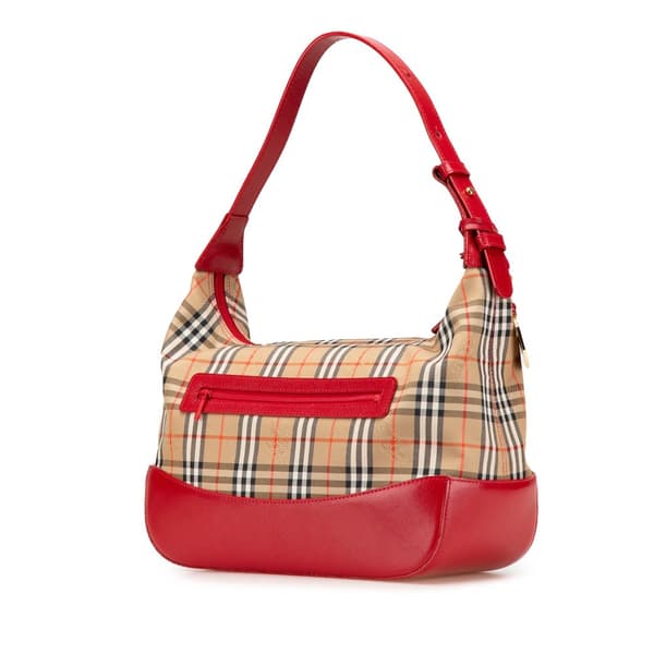Pre-owned Burberry Haymarket Check Canvas Shoulder Bag Brown