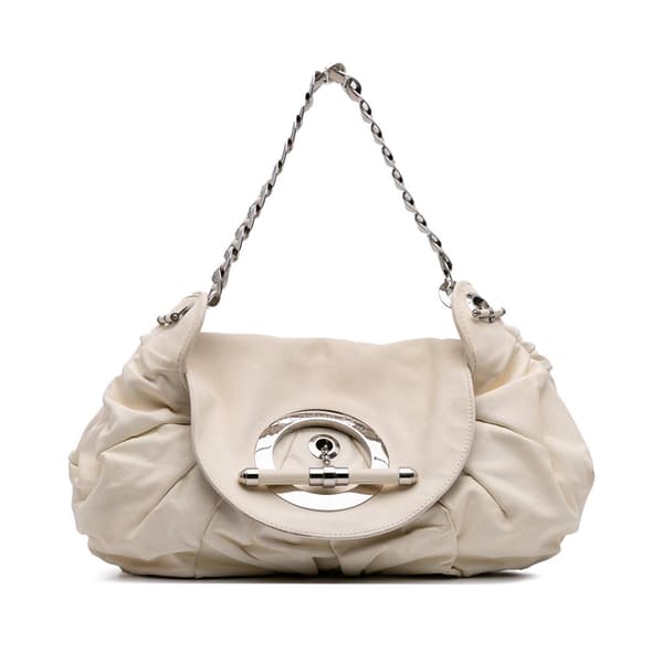 Pre-owned Dior Leather Jazz Club Shoulder Bag White