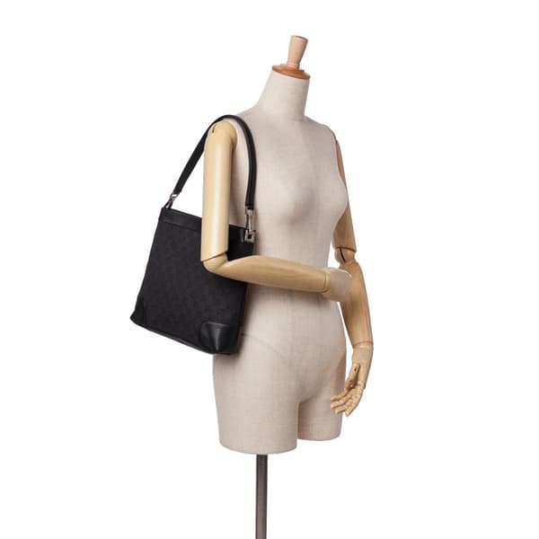 Pre-owned Gucci GG Denim Shoulder Bag Black