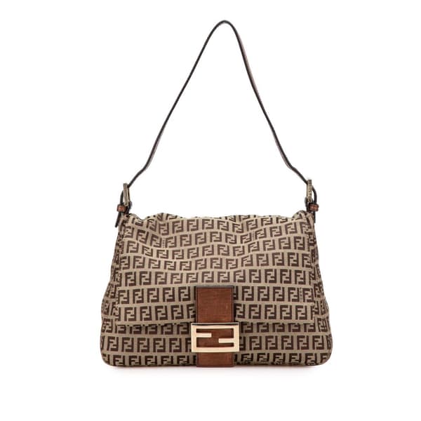 Pre-owned Fendi Zucchino Canvas Mamma Forever Brown