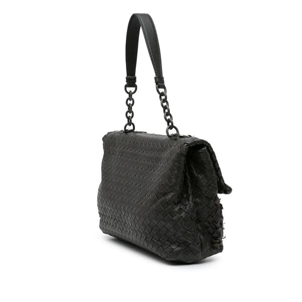 Pre-owned Bottega Veneta Nappa Intrecciato Tobu Olimpia Shoulder Bag Black