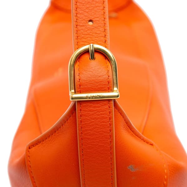 Pre-owned Celine Medium Supple Grained Calfskin Romy Shoulder Bag Orange
