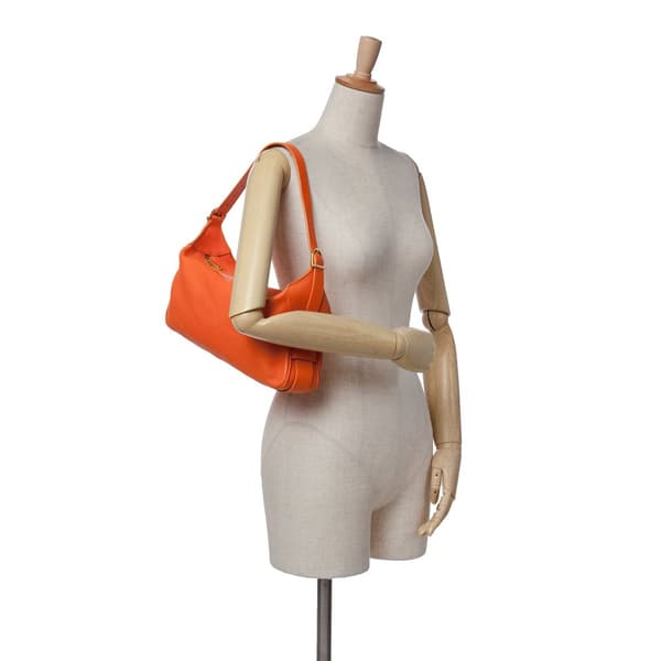Pre-owned Celine Medium Supple Grained Calfskin Romy Shoulder Bag Orange
