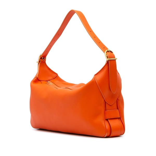 Pre-owned Celine Medium Supple Grained Calfskin Romy Shoulder Bag Orange