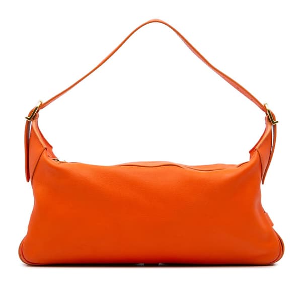 Pre-owned Celine Medium Supple Grained Calfskin Romy Shoulder Bag Orange