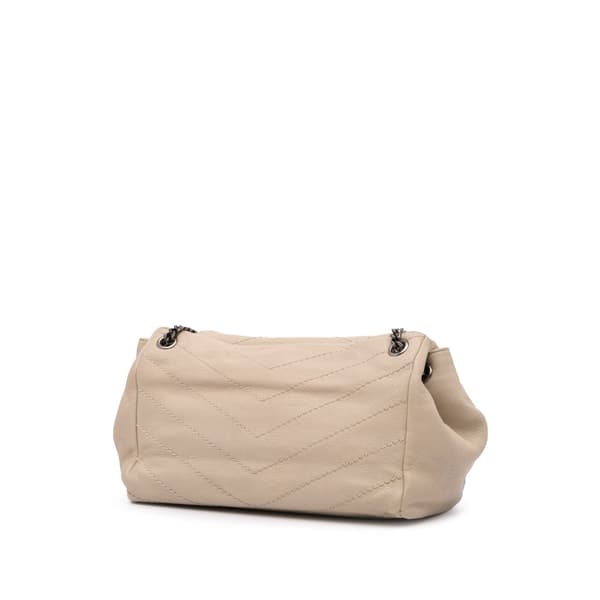 Pre-owned Saint Laurent Small Chevron Lambskin Monogram Nolita Shoulder Bag Brown