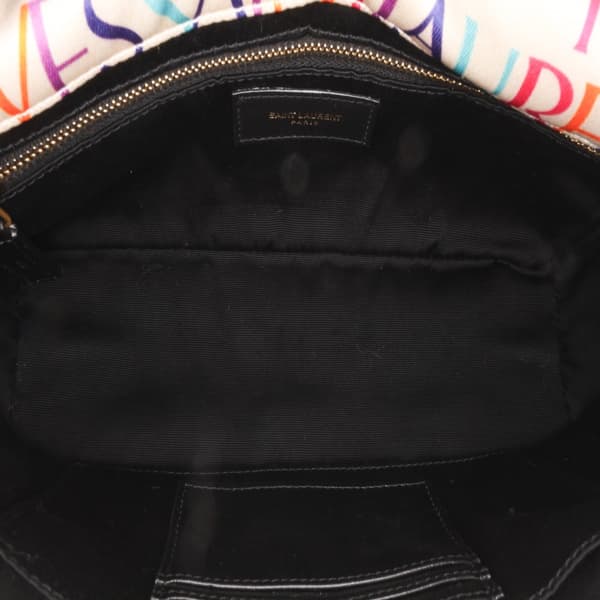 Pre-owned Saint Laurent Medium Silk Carre Rive Gauche Print Patchwork Jamie Shoulder Bag White