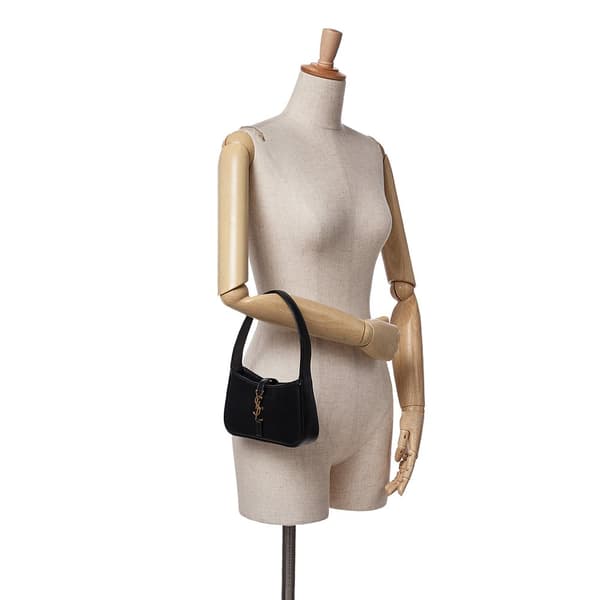 Pre-owned Saint Laurent Mini Calfskin Le 5 a 7 Bag Black