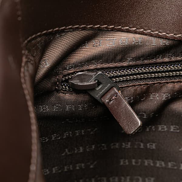 Pre-owned Burberry House Check Canvas Shoulder Bag Brown