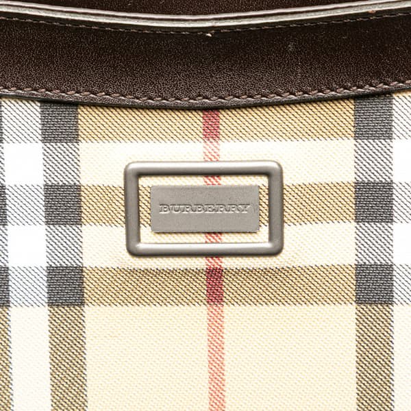 Pre-owned Burberry House Check Canvas Shoulder Bag Brown