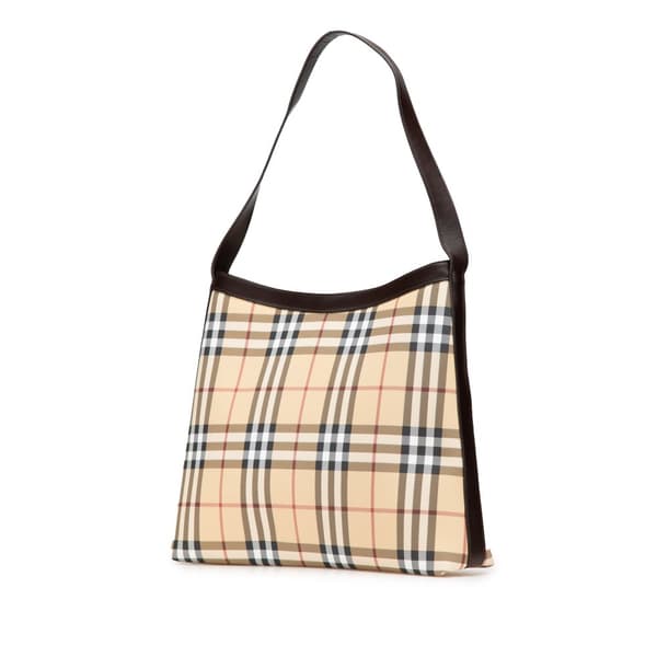 Pre-owned Burberry House Check Canvas Shoulder Bag Brown