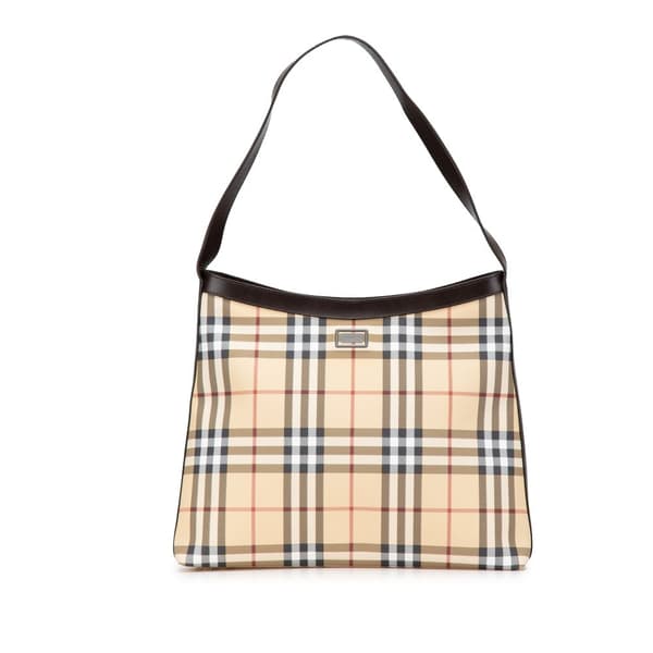 Pre-owned Burberry House Check Canvas Shoulder Bag Brown