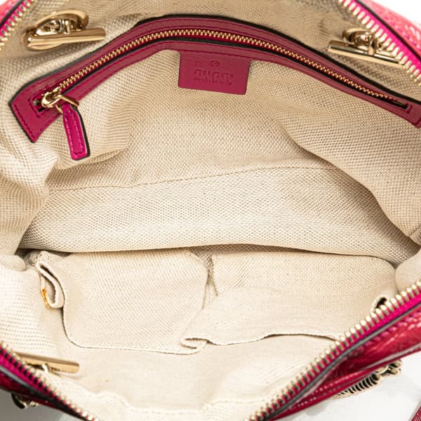 Pre-owned Gucci Patent Soho Chain Zip Shoulder Bag Pink
