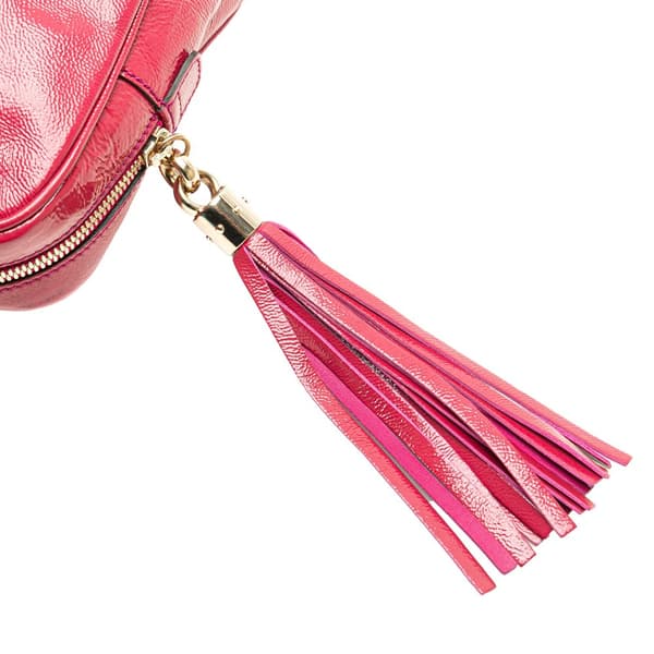 Pre-owned Gucci Patent Soho Chain Zip Shoulder Bag Pink