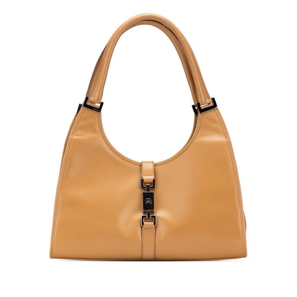 Pre-owned Gucci Calfskin Jackie Bardot Shoulder Bag Brown