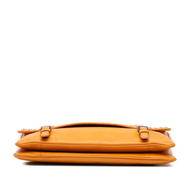Pre-owned Bottega Veneta Nappa Intrecciato Flap Shoulder Bag Orange