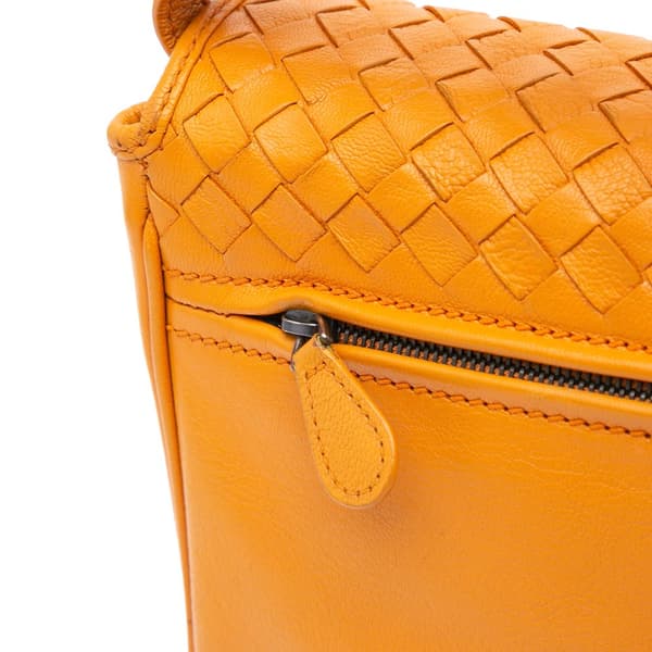 Pre-owned Bottega Veneta Nappa Intrecciato Flap Shoulder Bag Orange