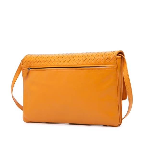 Pre-owned Bottega Veneta Nappa Intrecciato Flap Shoulder Bag Orange