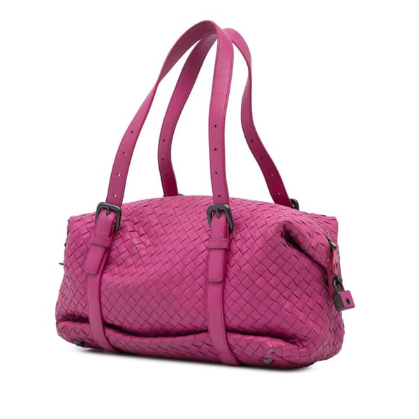 Pre-owned Bottega Veneta Nappa Intrecciato Montaigne Shoulder Bag Pink