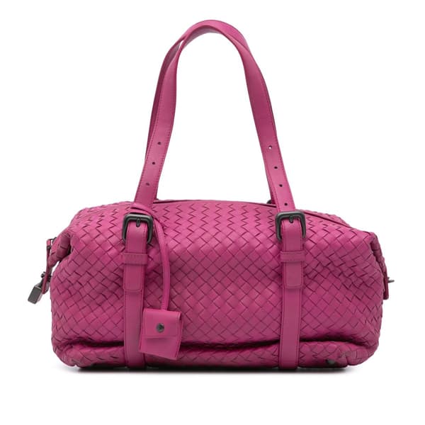 Pre-owned Bottega Veneta Nappa Intrecciato Montaigne Shoulder Bag Pink