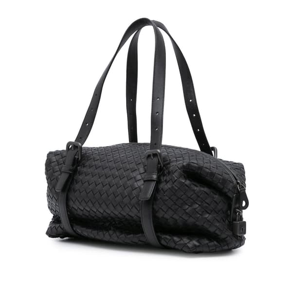 Pre-owned Bottega Veneta Nappa Intrecciato Montaigne Shoulder Bag Black