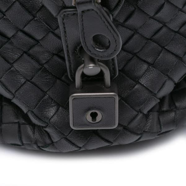 Pre-owned Bottega Veneta Nappa Intrecciato Montaigne Shoulder Bag Black