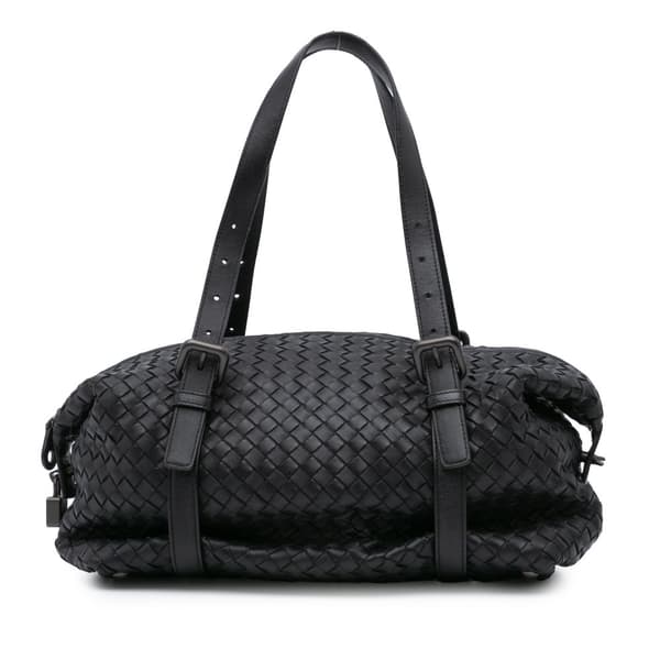Pre-owned Bottega Veneta Nappa Intrecciato Montaigne Shoulder Bag Black