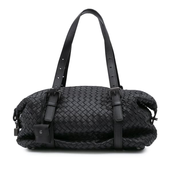 Pre-owned Bottega Veneta Nappa Intrecciato Montaigne Shoulder Bag Black