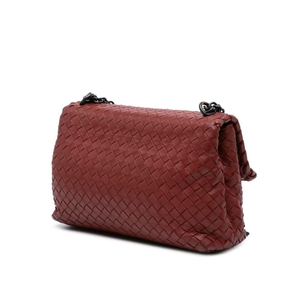 Pre-owned Bottega Veneta Small Nappa Intrecciato Olimpia Shoulder Bag Red