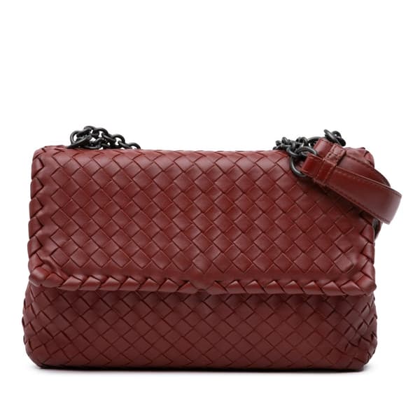 Pre-owned Bottega Veneta Small Nappa Intrecciato Olimpia Shoulder Bag Red