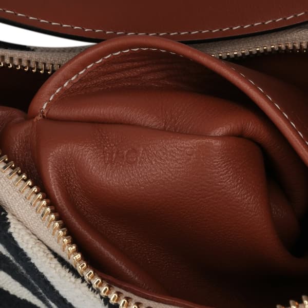 Pre-owned Celine Zebra Print Canvas Ava Shoulder Bag Brown