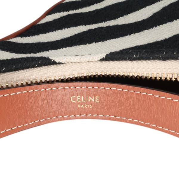 Pre-owned Celine Zebra Print Canvas Ava Shoulder Bag Brown