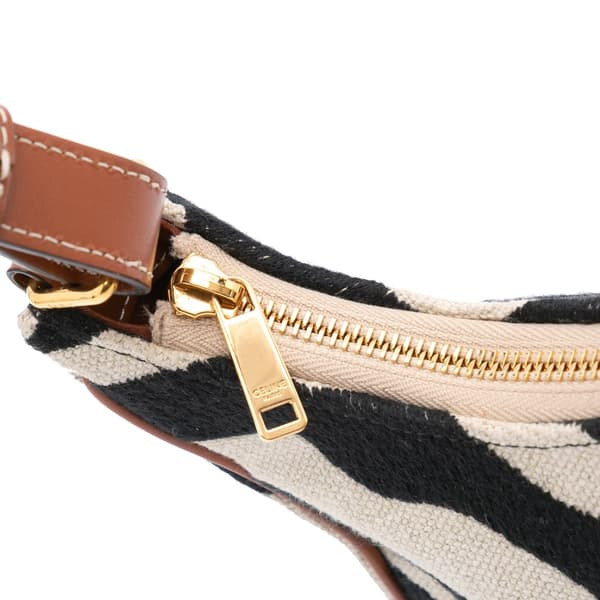 Pre-owned Celine Zebra Print Canvas Ava Shoulder Bag Brown
