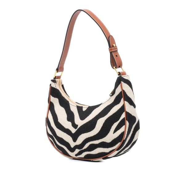 Pre-owned Celine Zebra Print Canvas Ava Shoulder Bag Brown