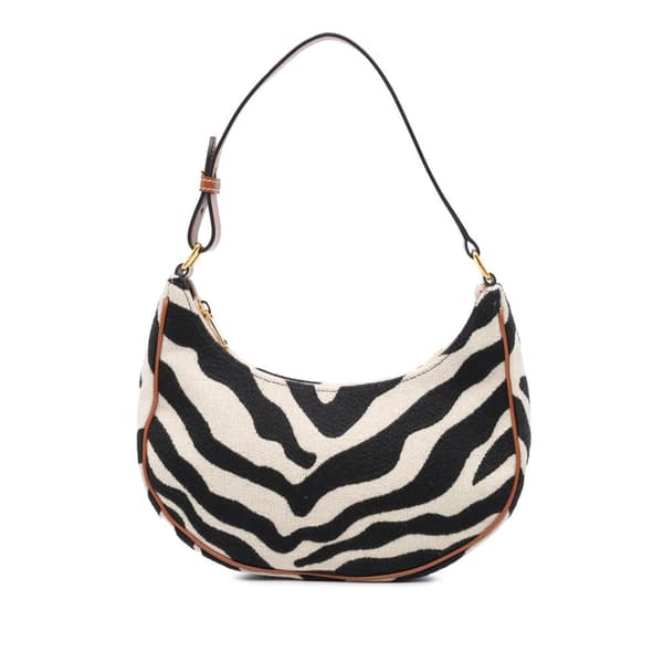 Pre-owned Celine Zebra Print Canvas Ava Shoulder Bag Brown