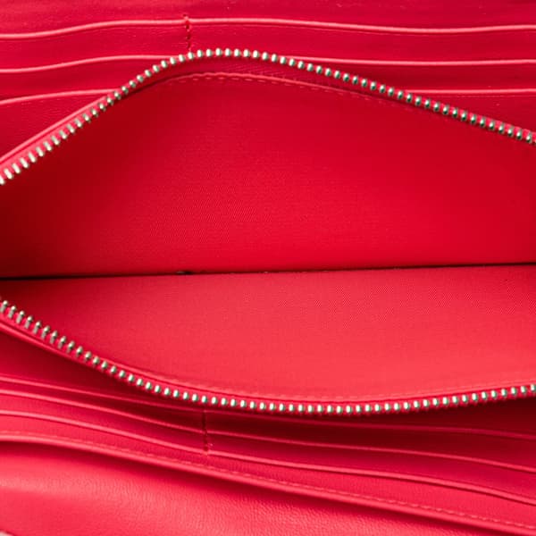 Pre-owned Dior Lambskin Cannage Lady Dior Wallet On Chain Pink