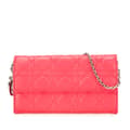 Miniatyrbild 1 av 8: Pre-owned Dior Lambskin Cannage Lady Dior Wallet On Chain Pink