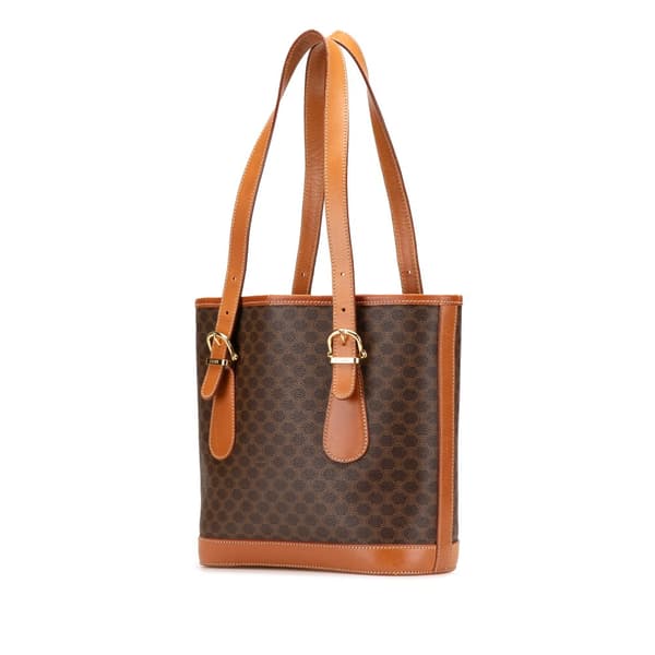Pre-owned Celine Macadam Coated Canvas Shoulder Bag Brown