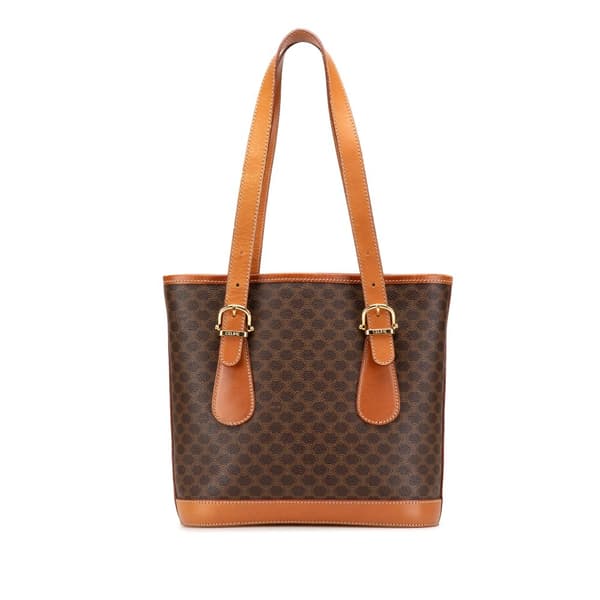 Pre-owned Celine Macadam Coated Canvas Shoulder Bag Brown