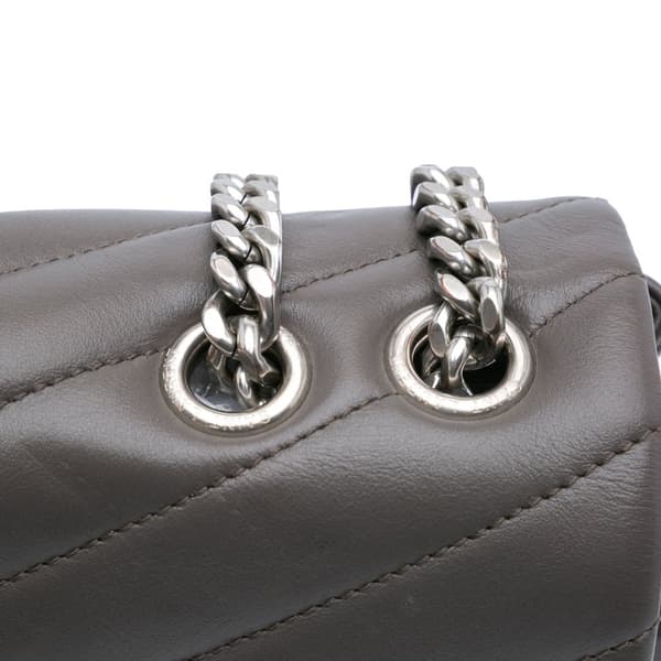 Pre-owned Saint Laurent Large Leather Monogram Matelasse LouLou Shoulder Bag Gray