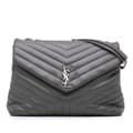 Pikkukuva 1 / 10: Pre-owned Saint Laurent Large Leather Monogram Matelasse LouLou Shoulder Bag Gray