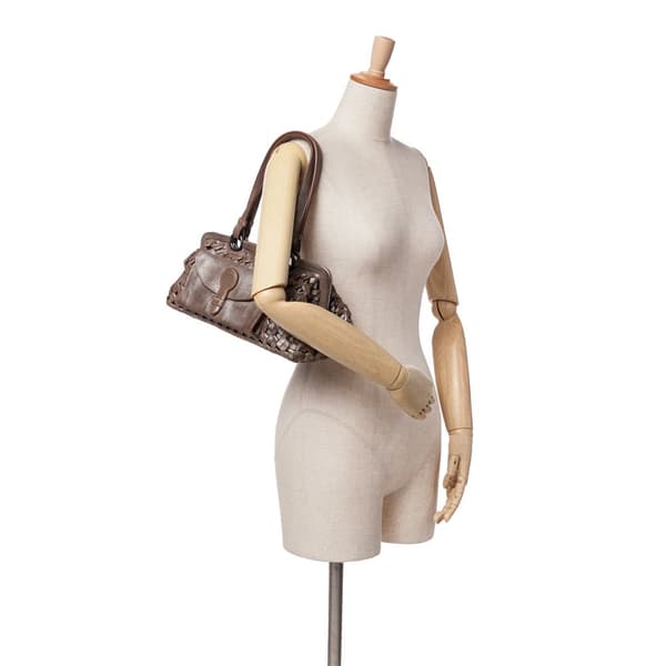 Pre-owned Bottega Veneta Limited Edition Intrecciato Frame Shoulder Bag Brown