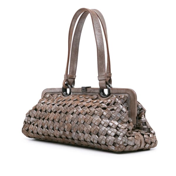 Pre-owned Bottega Veneta Limited Edition Intrecciato Frame Shoulder Bag Brown