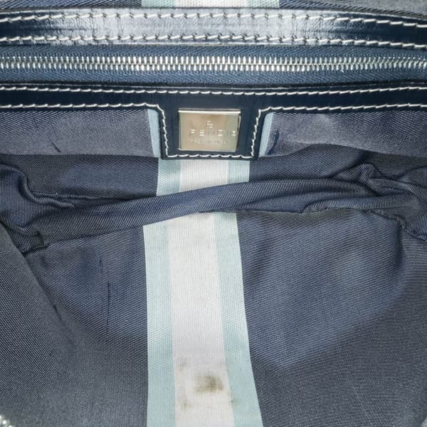 Pre-owned Fendi Canvas FF Marble Croissant Shoulder Bag Blue