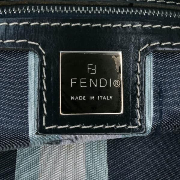 Pre-owned Fendi Canvas FF Marble Croissant Shoulder Bag Blue