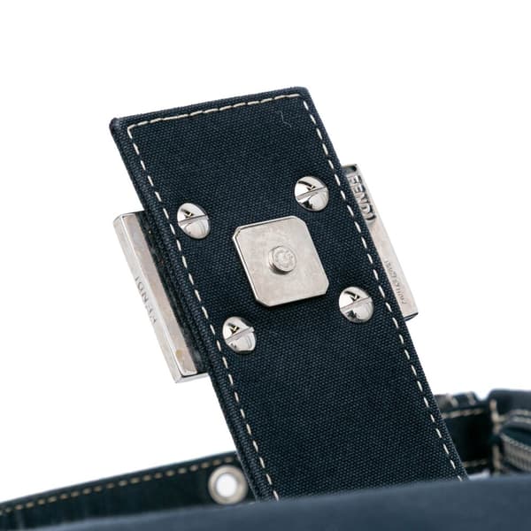 Pre-owned Fendi Canvas FF Marble Croissant Shoulder Bag Blue