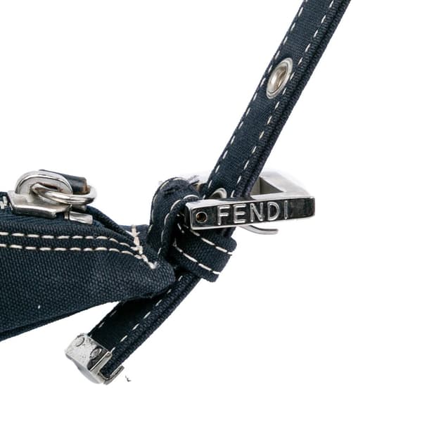 Pre-owned Fendi Canvas FF Marble Croissant Shoulder Bag Blue
