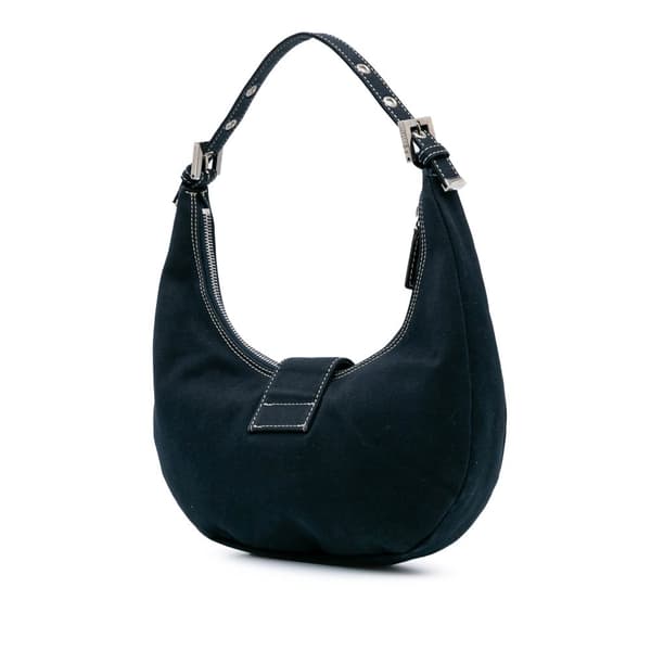 Pre-owned Fendi Canvas FF Marble Croissant Shoulder Bag Blue