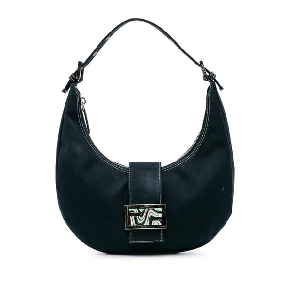 Pre-owned Fendi Canvas FF Marble Croissant Shoulder Bag Blue